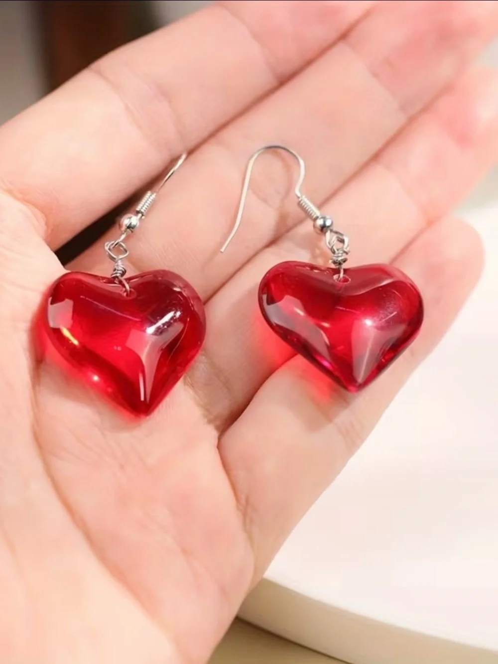 NEW! Red Heart Dangle Earrings for Women. Statement Heart Earrings ❤️